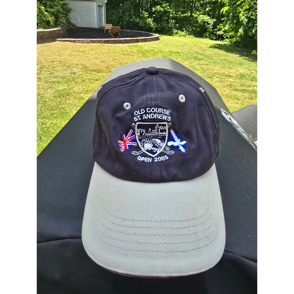 Tom Morris St Andrews Old Course Open 2005 Golf Hat Navy Tan Adjustable Cap
